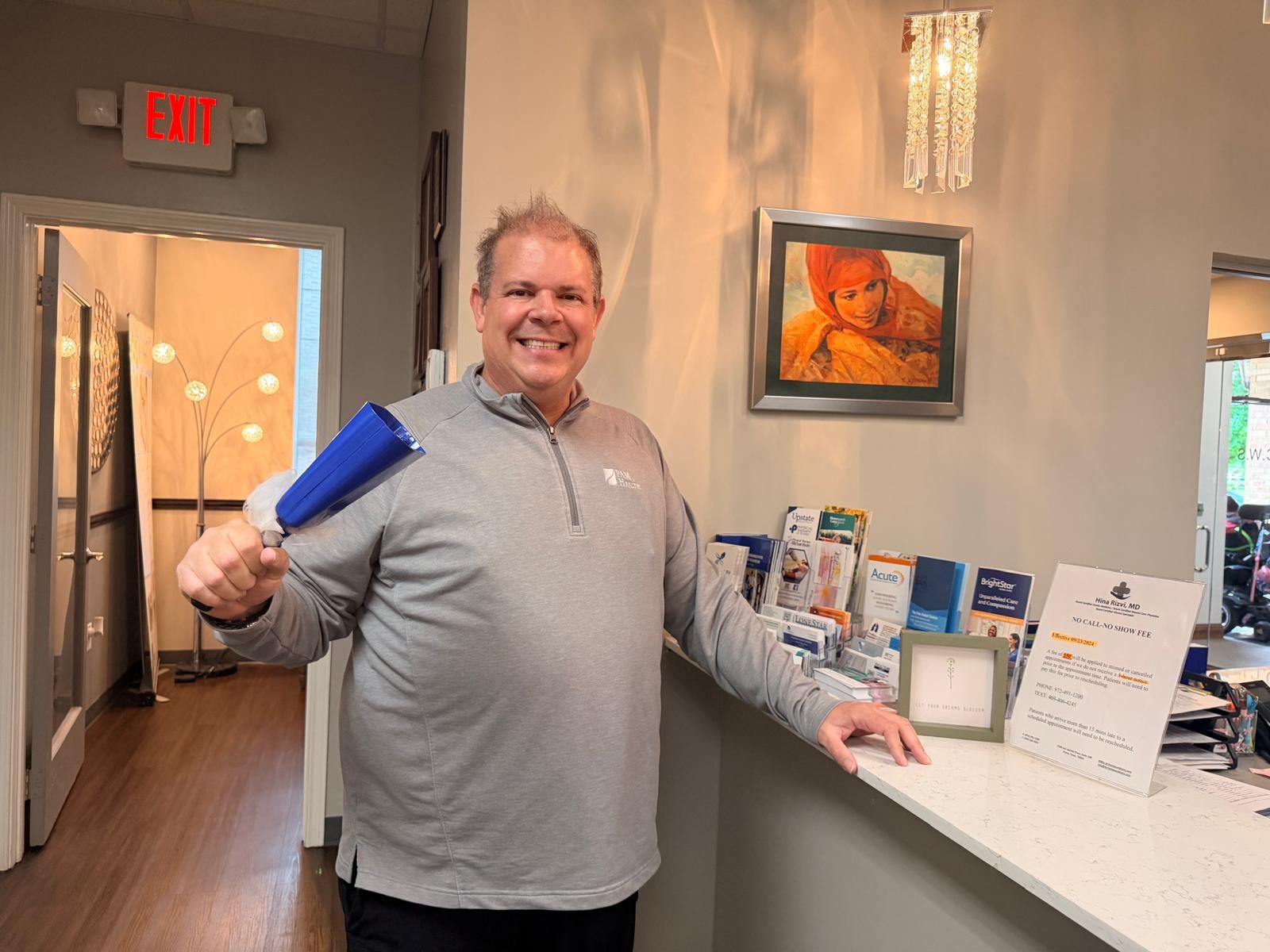 Patient celebrating end of treatment
